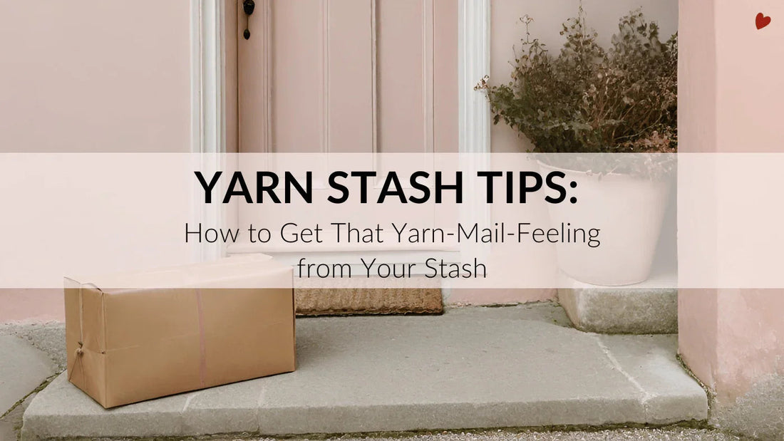 Parcel left on doorstep of pink house with yarn stash tips text overlay